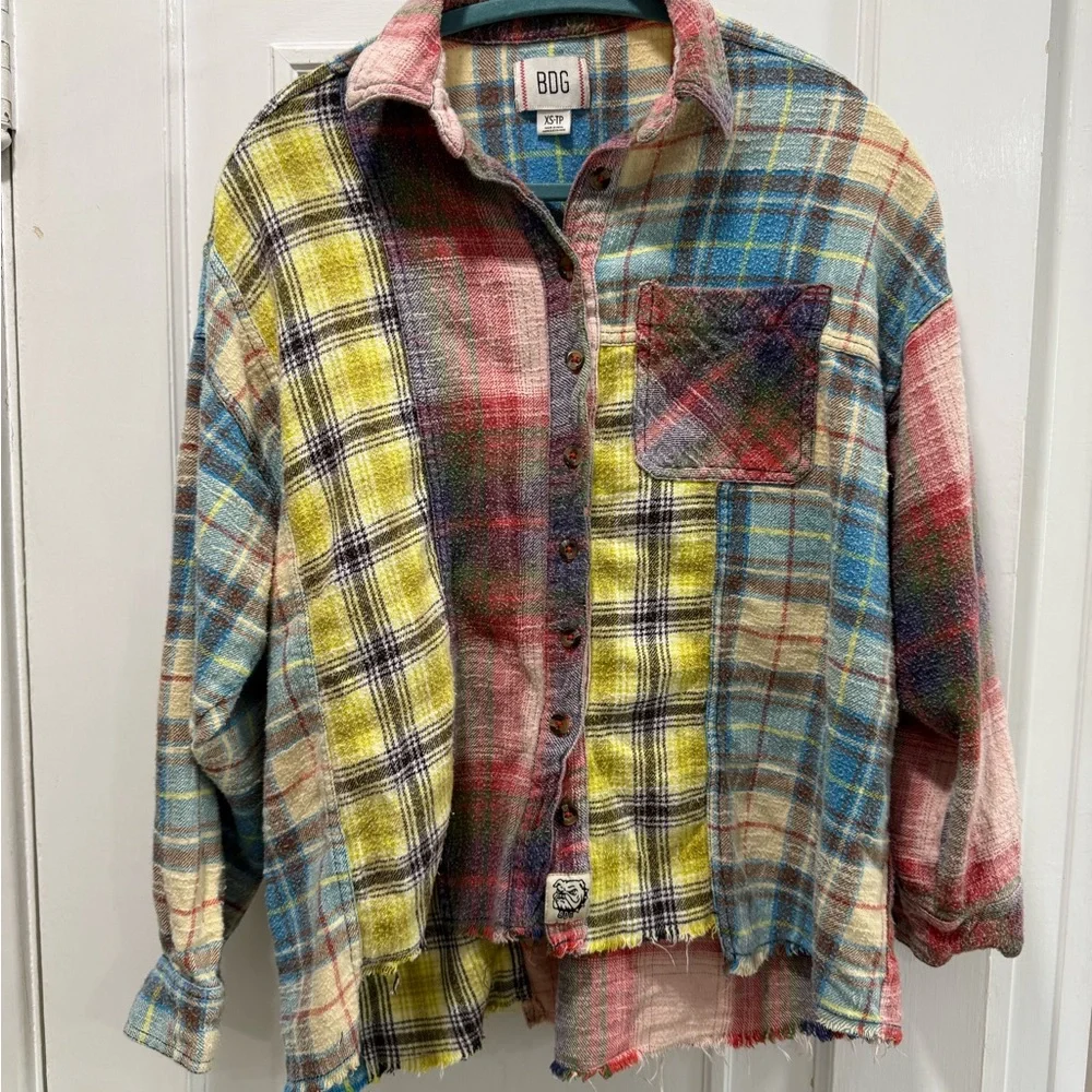 Urban Outfitters 
BDG Red, yellow and Blue Patchwork Plaid Shirt XS - Picture 7 of 16